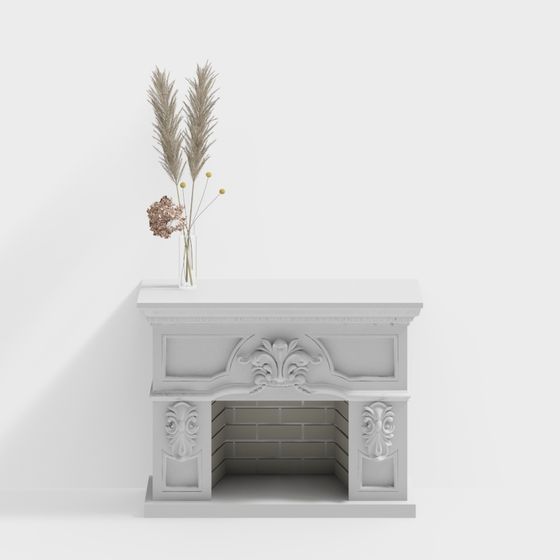 Elegant Classic Modern Fireplace Mantel 3D model