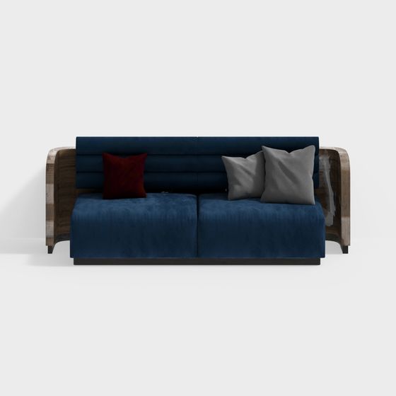 Elegant Blue Velvet Sofa 3D model for Modern Interiors