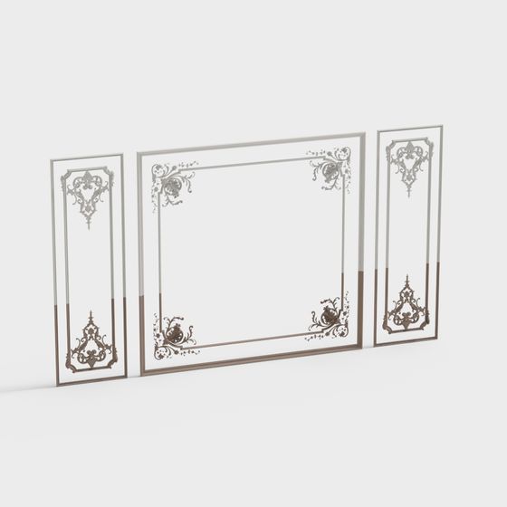 Elegant Rococo Style 3D Decorative Panel Model