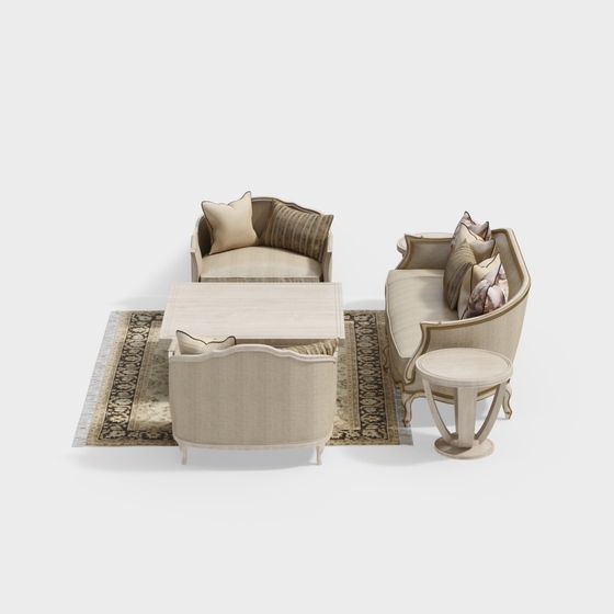 Elegant Low-Poly Furniture Set 3D model