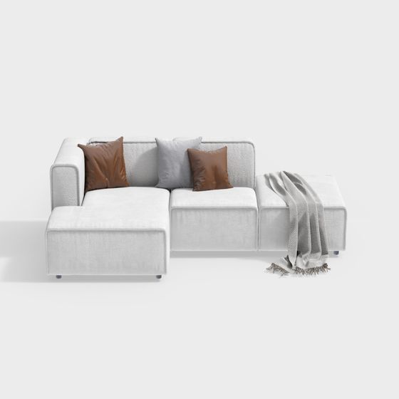 Elegant Low-Poly Sofa 3D model for Modern Interiors