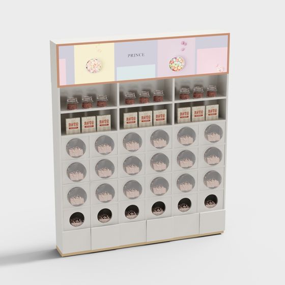 Charming Low-Poly Candy Display Cabinet 3D model
