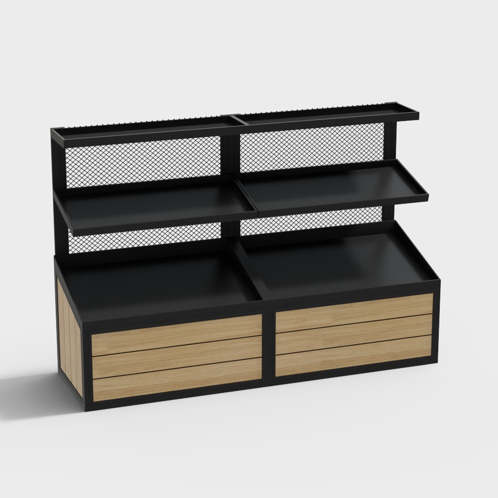 Metal frame wall-mounted shelves