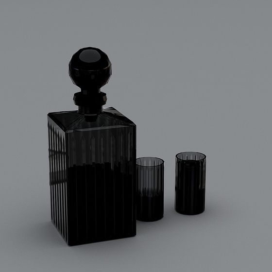 Elegant Black Crystal Drinkware Set 3D model