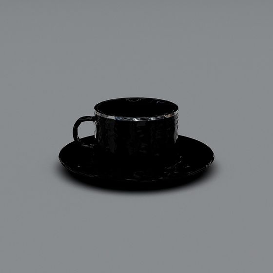 Obsidian Teacup and Saucer 3D model