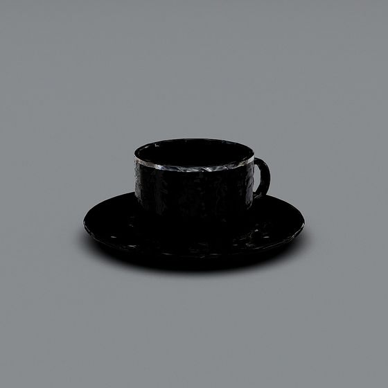 Black Marble Cup & Saucer 3D model for Creative Projects