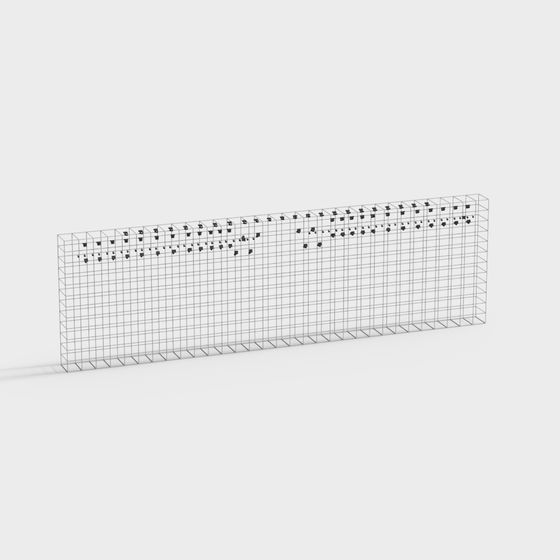 Grid Fence Low-Poly 3D Model