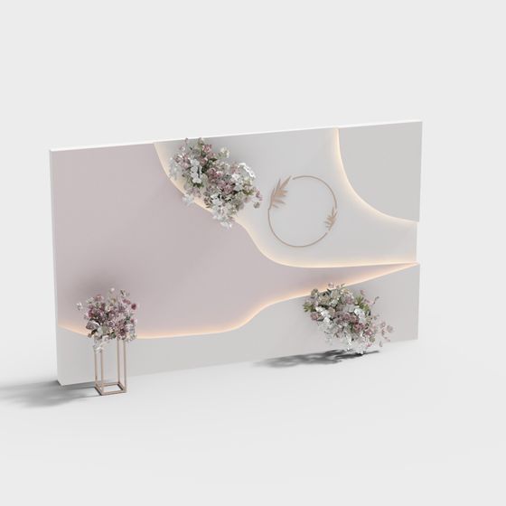 Dreamy Floral Wall 3D model