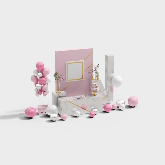 Charming Pink and White 3D Model for Festivities
