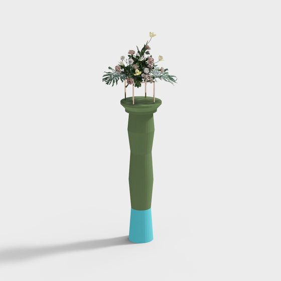 Elegant Green Blue Vase 3D model for Creative Projects