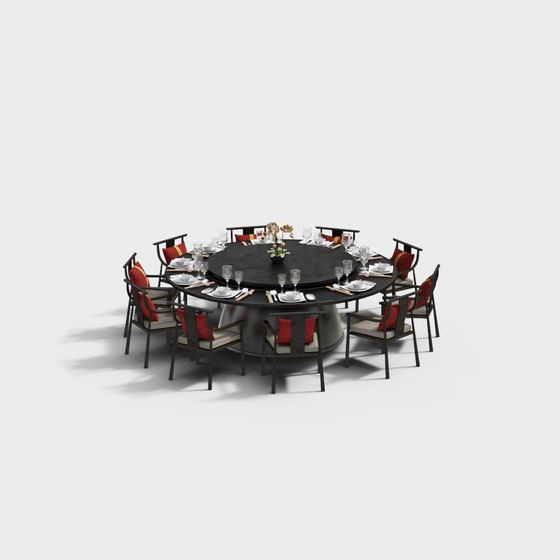 Chic Round Table 3D model for Contemporary Dining