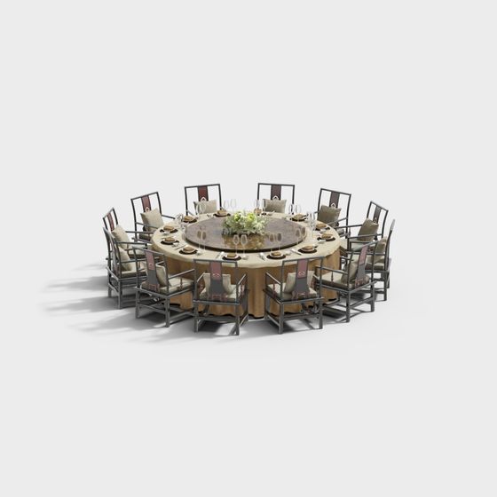 Elegant Round Dining Table 3D model