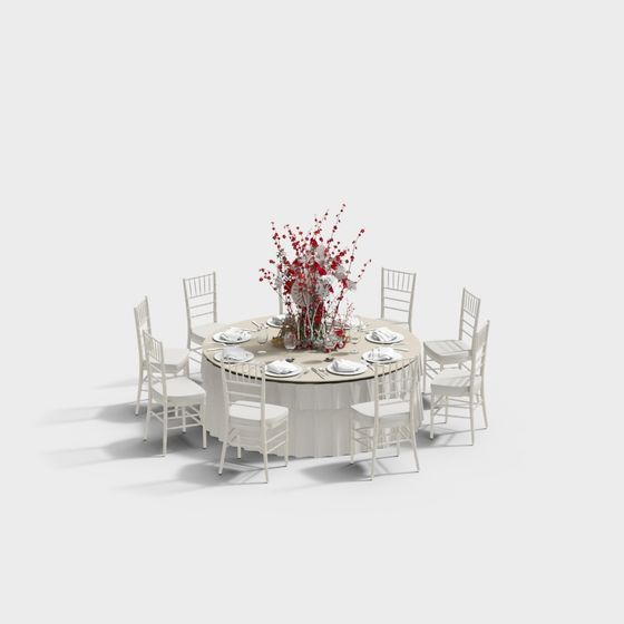 Elegant Round Dining Table 3D model for Modern Designs
