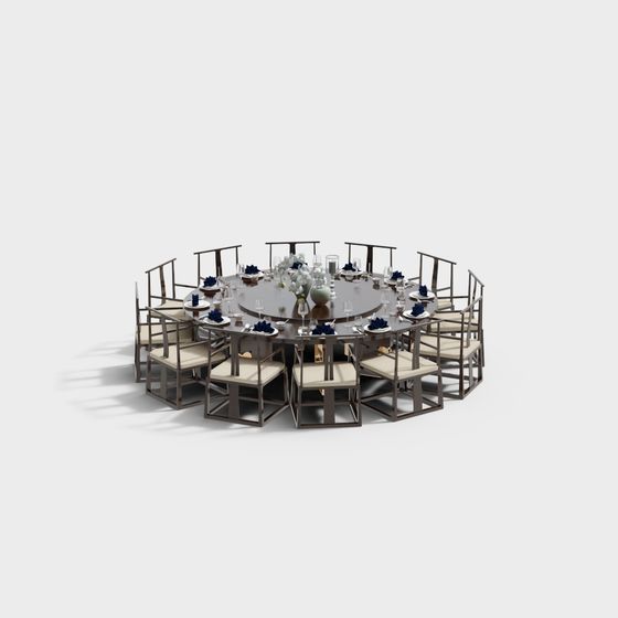 Elegant Round Dining Hall 3D model