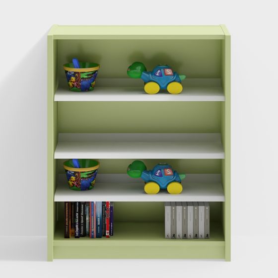 Bibliothèque verte dans la zone de lecture de la maternelle