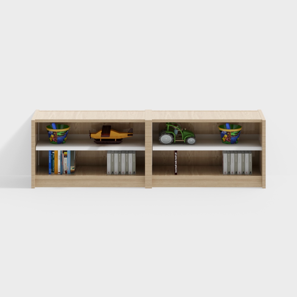 ชั้นวางหนังสือในพื้นที่อ่านสำหรับเด็กอนุบาล