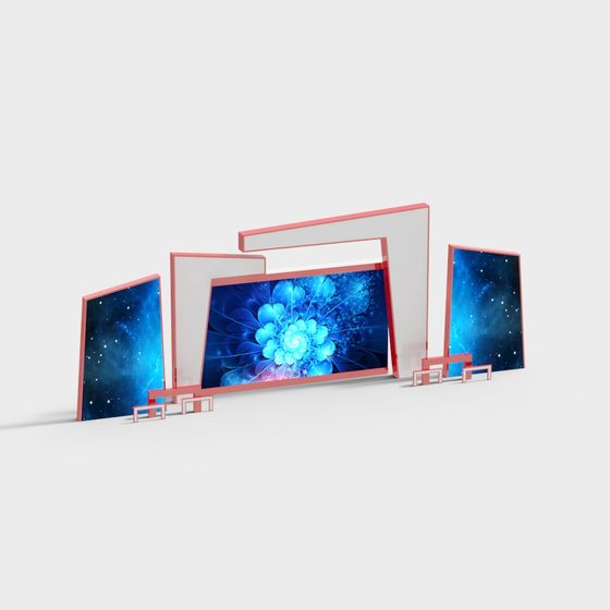 Abstract Geometric Display Wall 3D Model – Modern Artistic Design