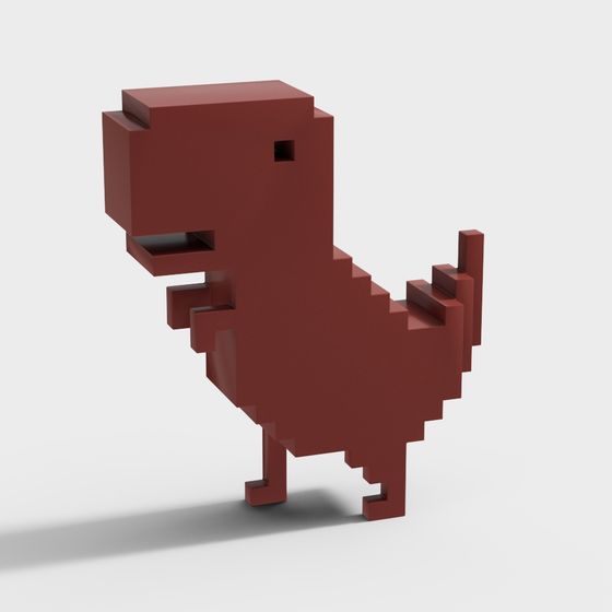 Pixel Dino 3D Model - Nostalgic Low-Poly Dinosaur