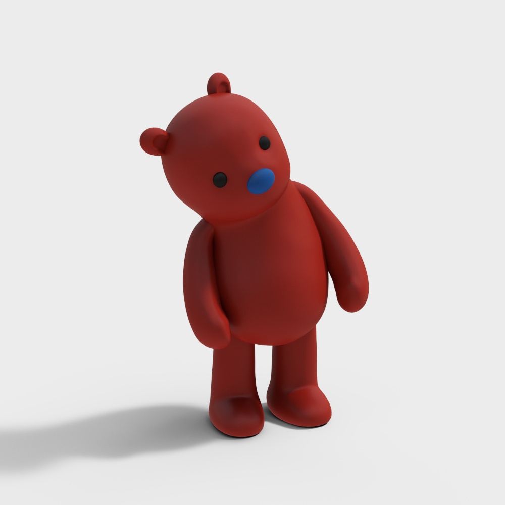 Cute Red Bear 3D Model