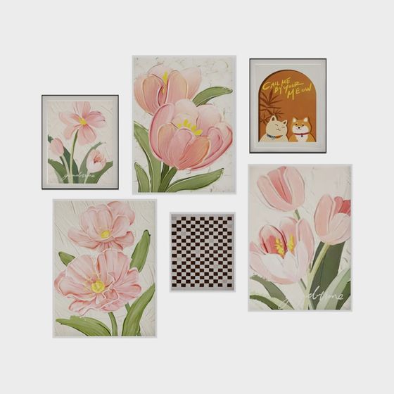 Floral Gallery 3D model of Pink Tulips for Modern Designs