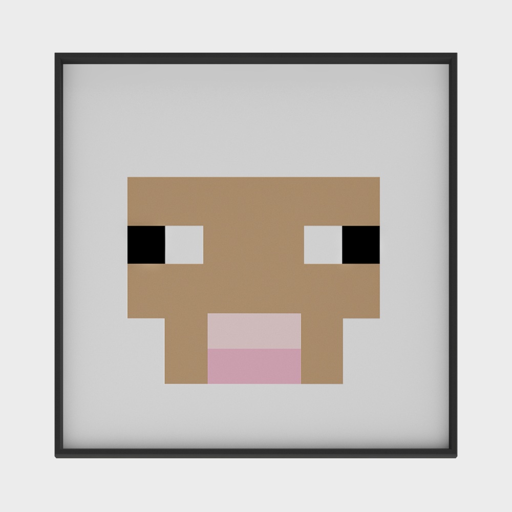 Charming Pixel Art 3D Model of 'Little Square Face'