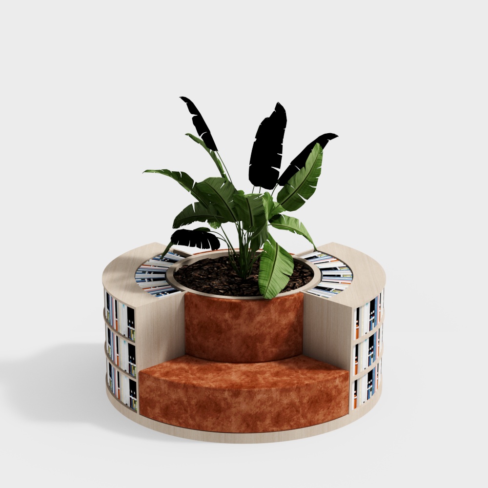 Giá sách hình tròn trên boong thư viện