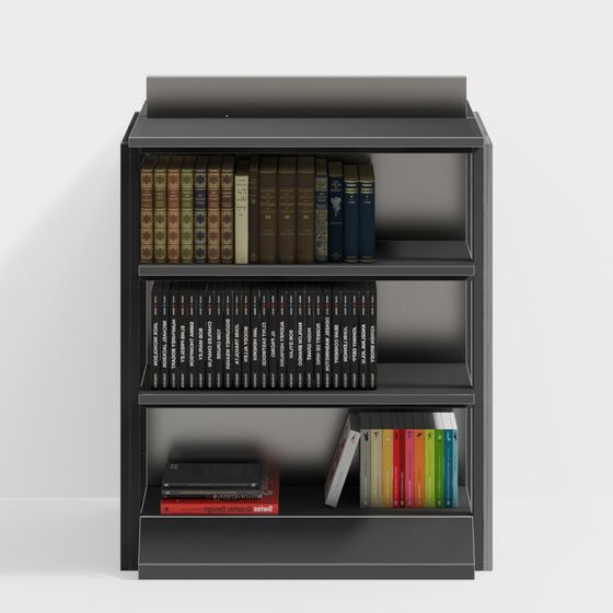 Elegant Low-Poly Bookshelf 3D model for Modern Interiors