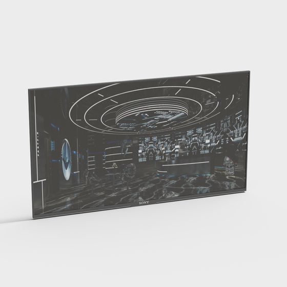 Futuristic Low-Poly 3D Model TV Screen