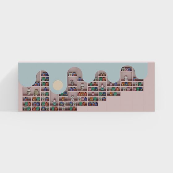 Whimsical Low-Poly Candy Shelf 3D model