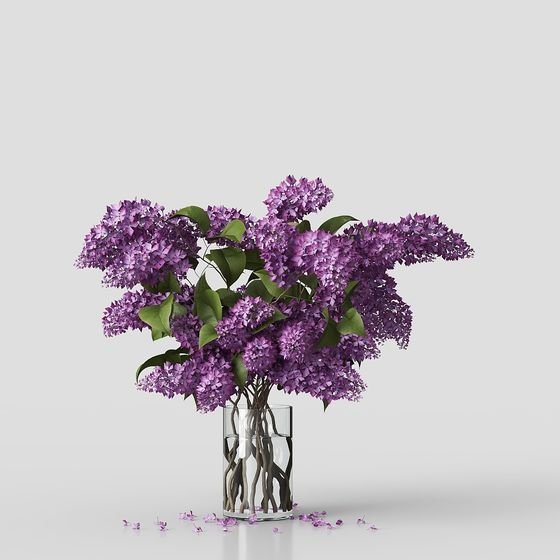 Lilac Bouquet in Vase 3D model