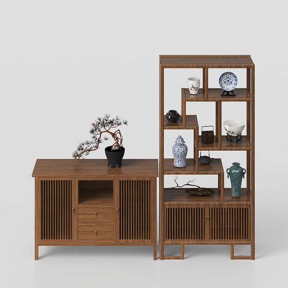 Zen Bookshelf 3D Model for Modern Design