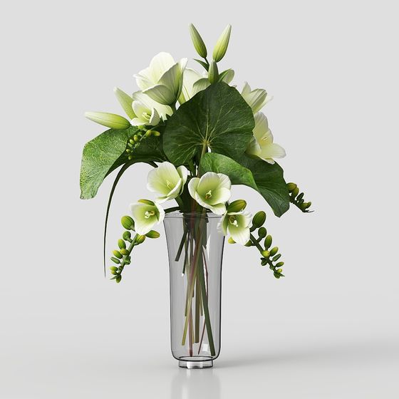 Glass Vase with Lily Low Poly 3D model for Creative Projects