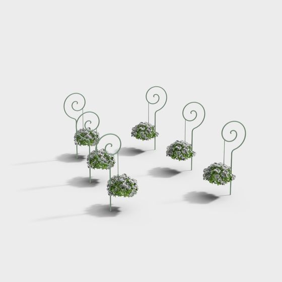 Elegant Low-Polygon Flower Stand 3D model