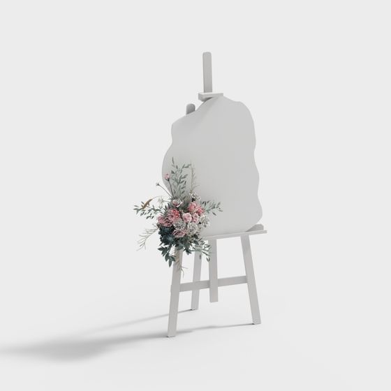 Easel with Floral Arrangement 3D model