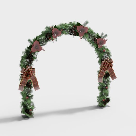 Christmas Wreath Arch 3D Model for Festive Decor