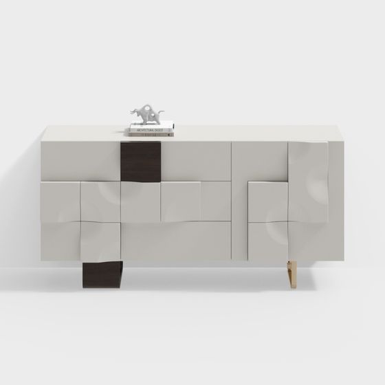 Modern Entrance Cabinet 3D Model in Beige