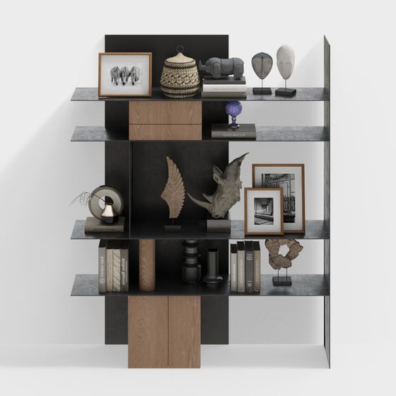 Modern Low-Poly Bookshelf 3D model