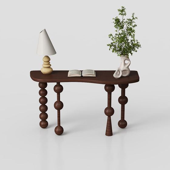 Elegant Curved Table 3D model