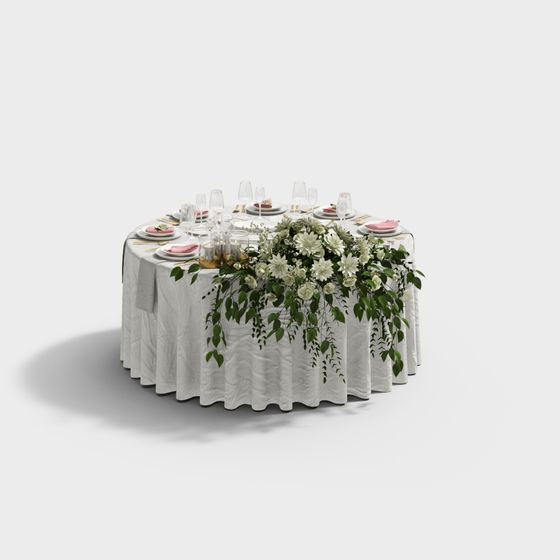 Elegant Banquet Table 3D model