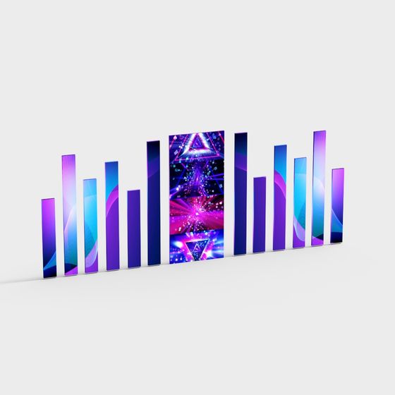 Neon Prism Wall Art 3D model for Creative Projects