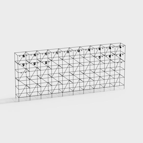 Industrial Grid Wall 3D model