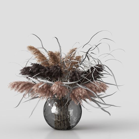 Glass Vase with Reed 3D model