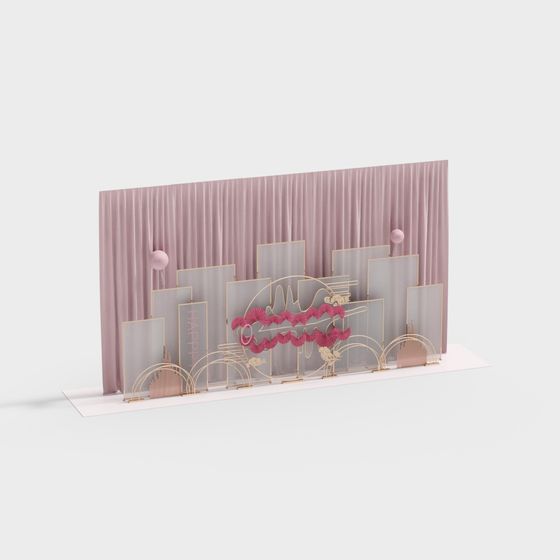 Elegant Party Backdrop 3D model for Celebrations