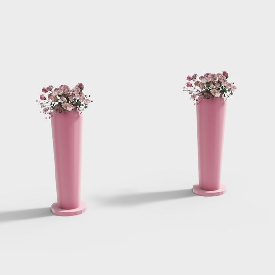 Spring Blossoms 3D model - Elegant Pink Vase