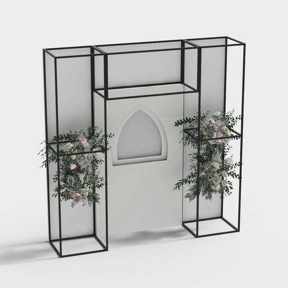 Elegant Glass Screen Partition 3D model for Interiors