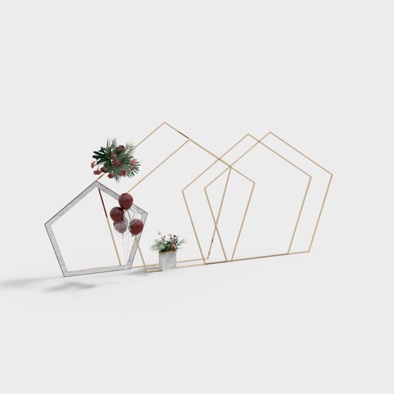 Elegant Low-Poly Gold Glass 3D model