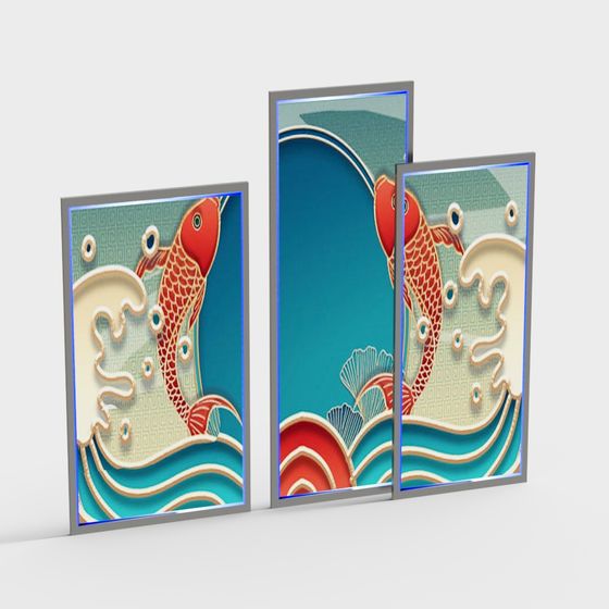 Koi Fish Triptych 3D model
