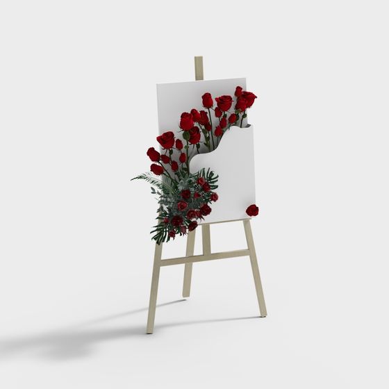 Easel with Roses 3D model for Creative Projects