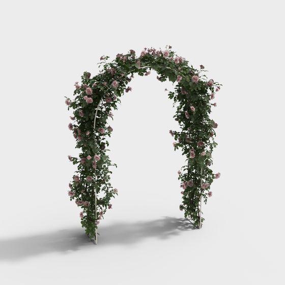 Rose Arch 3D model in a Serene Garden