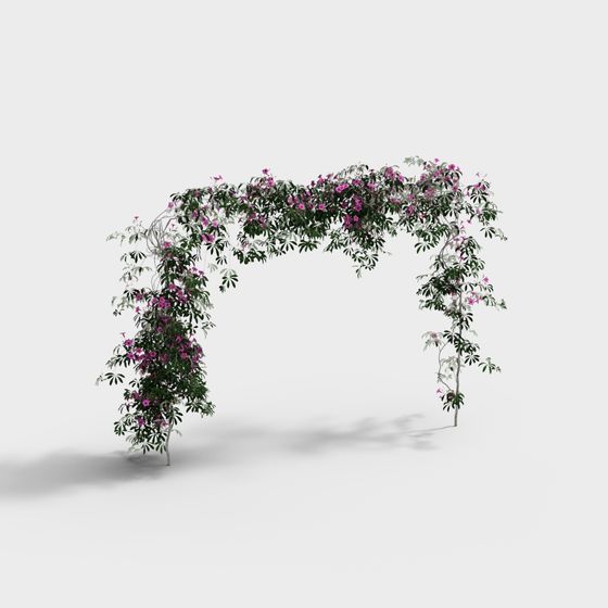 Gray Modern Flower Door for Outdoor Wedding 3D Model